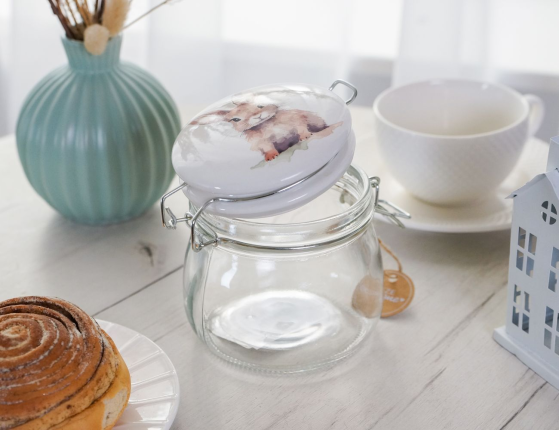 Банка для хранения ХОЗЯЙСТВЕННЫЙ ЗАЙКА, стекло, 11 см, 450 мл