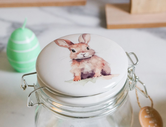 Банка для хранения ХОЗЯЙСТВЕННЫЙ ЗАЙКА, стекло, 11 см, 450 мл