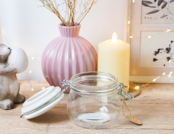 Банка для хранения ХОЗЯЙСТВЕННЫЙ ЗАЙКА, стекло, 11 см, 450 мл