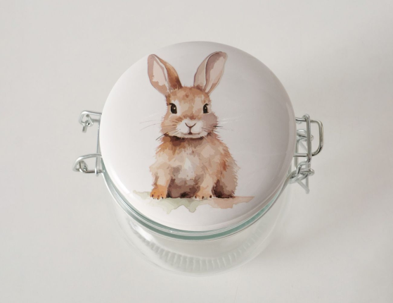 Банка для хранения ХОЗЯЙСТВЕННЫЙ ЗАЙКА, стекло, 11 см, 450 мл