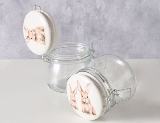 Банка для хранения ХОЗЯЙСТВЕННЫЙ ЗАЙКА, стекло, 11 см, 450 мл