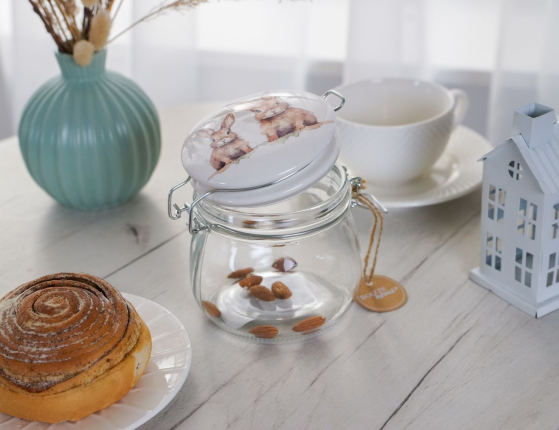 Банка для хранения ЗАЙКИ-ХОЗЯЙКИ, стекло, 11 см, 450 мл