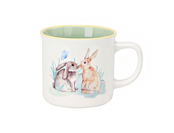 Фарфоровая кружка КРОЛИКИ И МОТЫЛЁК, 300 мл