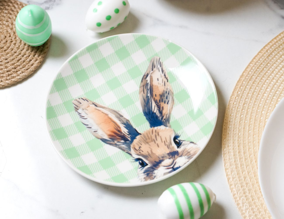 Декоративная тарелка ЛЮБОПЫТНЫЙ КРОЛИК, полипропилен, зелёная, 19 см