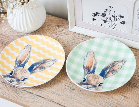 Декоративная тарелка ЛЮБОПЫТНЫЙ КРОЛИК, полипропилен, зелёная, 19 см