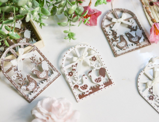 Набор деревянных елочных игрушек ЧИКЕН-КАНТРИ, 8 см, 12 шт.