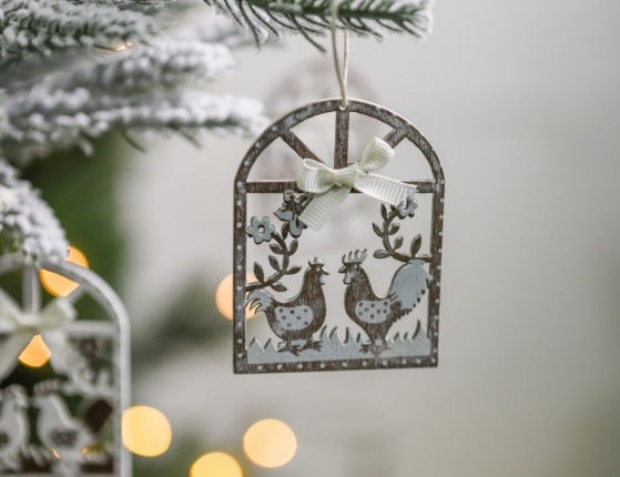 Набор деревянных елочных игрушек ЧИКЕН-КАНТРИ, 8 см, 12 шт.