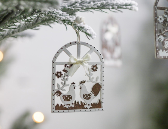 Набор деревянных елочных игрушек ЧИКЕН-КАНТРИ, 8 см, 12 шт.