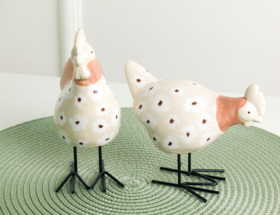 Набор декоративных фигур ПЕТУХ МАРГОТ И КУРОЧКА МАРДЖ, керамика, 15 см, 2 шт.
