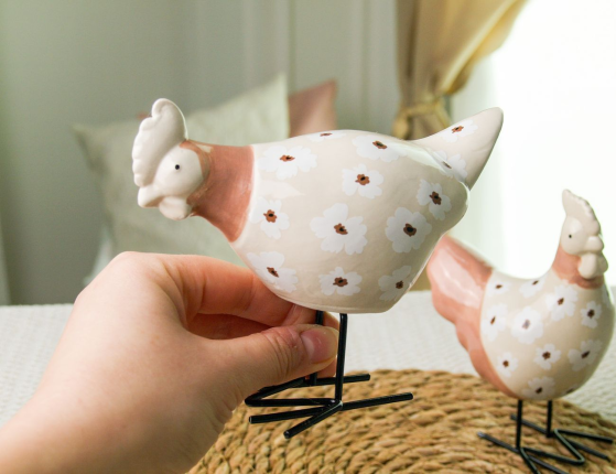 Набор декоративных фигур ПЕТУХ МАРГОТ И КУРОЧКА МАРДЖ, керамика, 15 см, 2 шт.