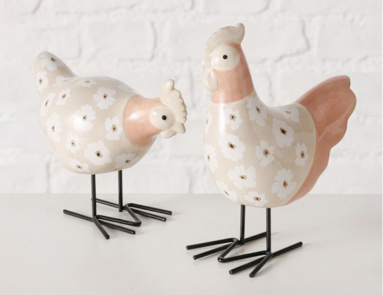 Набор декоративных фигур ПЕТУХ МАРГОТ И КУРОЧКА МАРДЖ, керамика, 15 см, 2 шт.