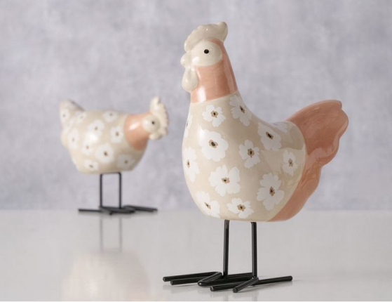Набор декоративных фигур ПЕТУХ МАРГОТ И КУРОЧКА МАРДЖ, керамика, 15 см, 2 шт.