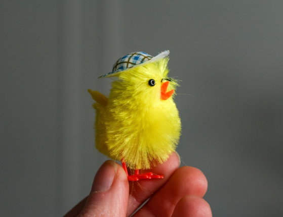 Набор декоративных украшений СОЛНЕЧНЫЕ ЦЫПЛЯТА в кепках, 5 см, 6 шт.