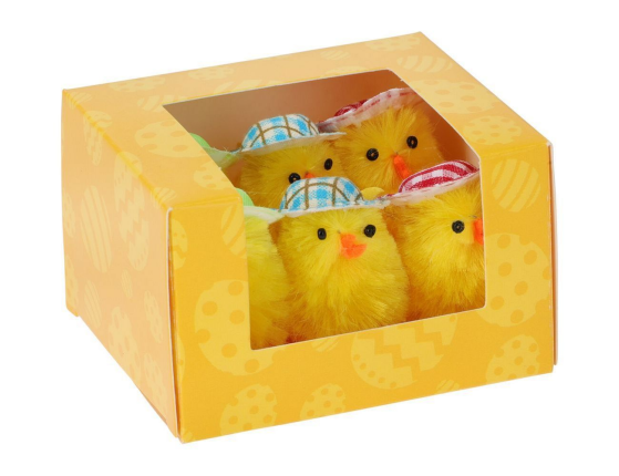 Набор декоративных украшений СОЛНЕЧНЫЕ ЦЫПЛЯТА в кепках, 5 см, 6 шт.