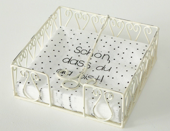 Белая металлическая подставка для салфеток Л'ЭЙЗАНС, 18х6 см