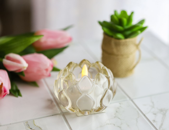Подсвечник для чайной свечи ЛОТОС 'НИЛЛИ', прозрачный, стекло, 8 см