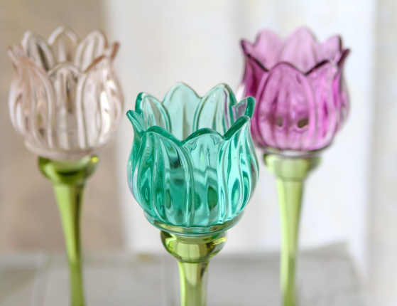 Набор подсвечников-бокалов ТЮЛЬПАНЫ, стекло, 22 см, 6 шт.
