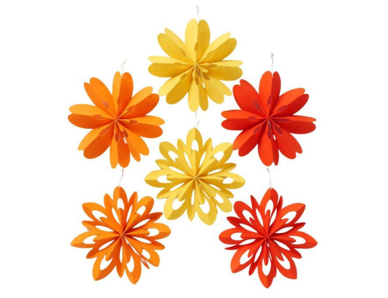 Набор подвесных украшений КРАСКИ СОЛНЦА, бумага, 30 см, 6 шт.