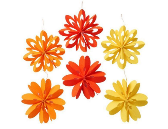 Набор подвесных украшений КРАСКИ СОЛНЦА, бумага, 20 см, 6 шт.
