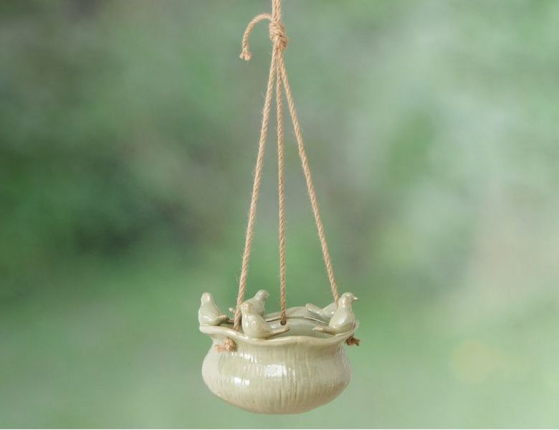 Декоративное подвесное кашпо ОРНА, фарфор, 17 см