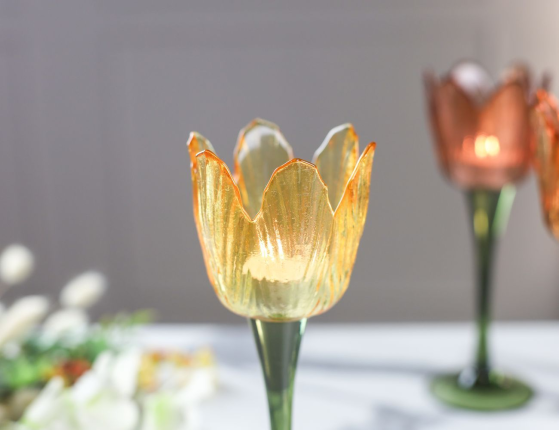 Набор подсвечников ТЮЛЬПАНЫ ФОЛЛИС, стекло, 24 см, 3 шт.