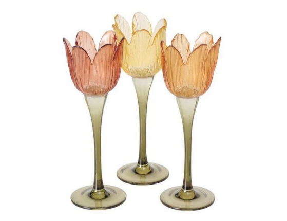 Набор подсвечников ТЮЛЬПАНЫ ФОЛЛИС, стекло, 24 см, 3 шт.