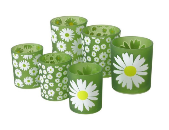 Набор декоративных подсвечников МАРГАРИТКИ: ПОЛЕ, стекло, 9-11 см, 2 шт.