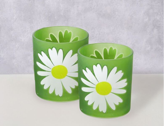 Набор декоративных подсвечников МАРГАРИТКИ: ЛУГ, стекло, 9-11 см, 2 шт.