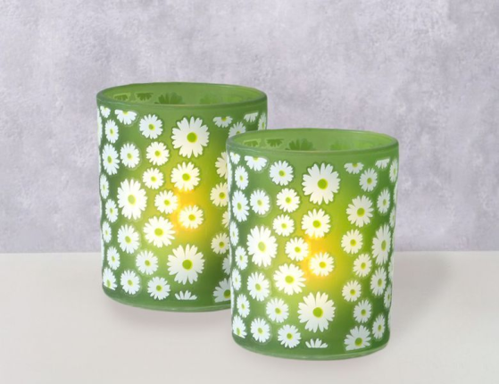 Набор декоративных подсвечников МАРГАРИТКИ: ПОЛЯНА, стекло, 9-11 см, 2 шт.