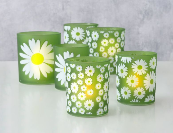 Набор декоративных подсвечников МАРГАРИТКИ: ПОЛЯНА, стекло, 9-11 см, 2 шт.