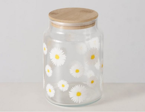 Ёмкость для хранения РОМАШКИ, стекло, силикон, 14 см