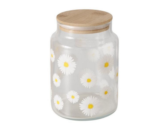 Ёмкость для хранения РОМАШКИ, стекло, силикон, 14 см