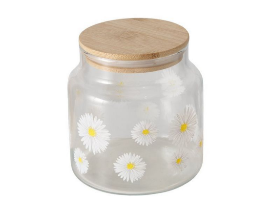 Ёмкость для хранения РОМАШКИ, стекло, силикон, 11 см