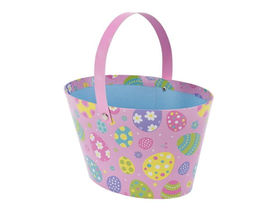 Декоративная пасхальная корзина ЯРКАЯ ПАСХА, бумага, розовая, 20х12 см