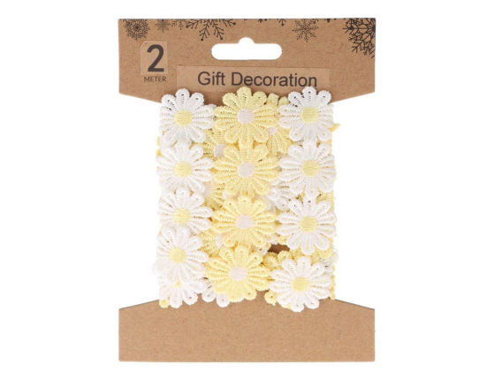 Декоративная лента ВЕСЁЛЫЕ МАРГАРИТКИ, текстиль, жёлтая, 200х5 см