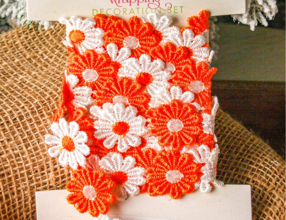 Декоративная лента ВЕСЁЛЫЕ МАРГАРИТКИ, текстиль, оранжевая, 200х5 см