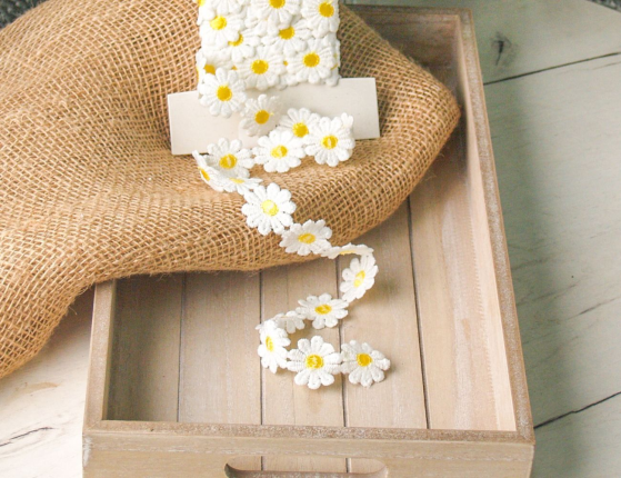 Декоративная лента СОЛНЕЧНЫЕ МАРГАРИТКИ, текстиль, жёлтая, 200х5 см