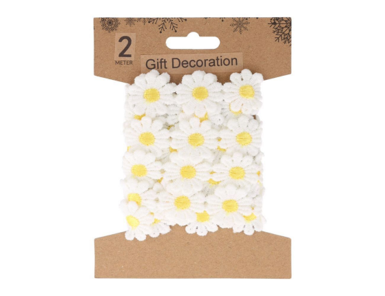 Декоративная лента СОЛНЕЧНЫЕ МАРГАРИТКИ, текстиль, жёлтая, 200х5 см