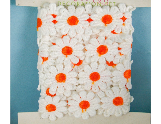 Декоративная лента СОЛНЕЧНЫЕ МАРГАРИТКИ, текстиль, оранжевая, 200х5 см