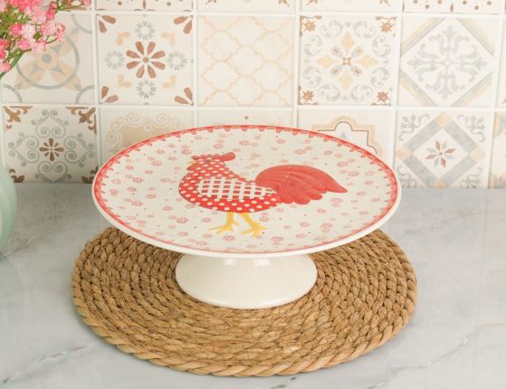 Подставка для торта ПОДАРОК ПЕТУШКА, керамика, 25 см