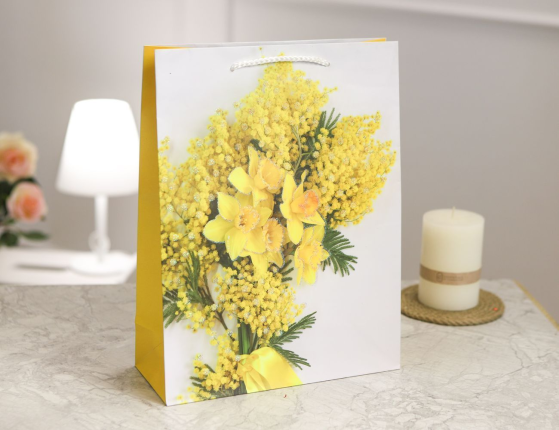 Подарочный пакет СОЛНЕЧНЫЙ БУКЕТ, бумага, 33х25 см