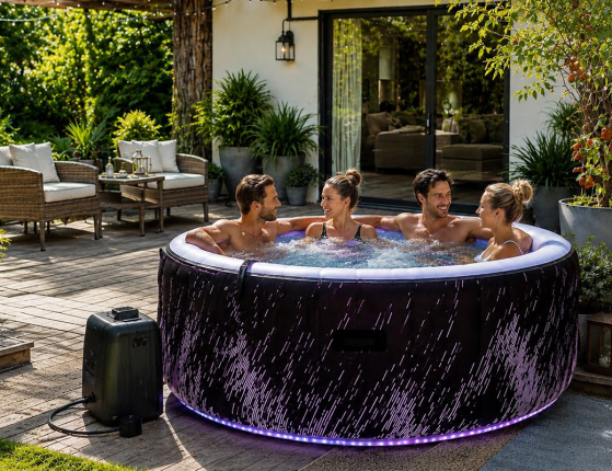 Надувное джакузи Интекс ПьюрСпа Глоу Делюкс (Intex PureSpa Glow Deluxe) с аэромассажем и подсветкой, 196х71 см