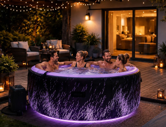 Надувное джакузи Интекс ПьюрСпа Глоу Делюкс (Intex PureSpa Glow Deluxe) с аэромассажем и подсветкой, 196х71 см