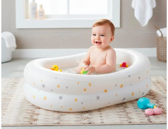 Детская надувная ванночка Интекс Звездная (Intex Starry Baby), с насосом, 89х66х25 см