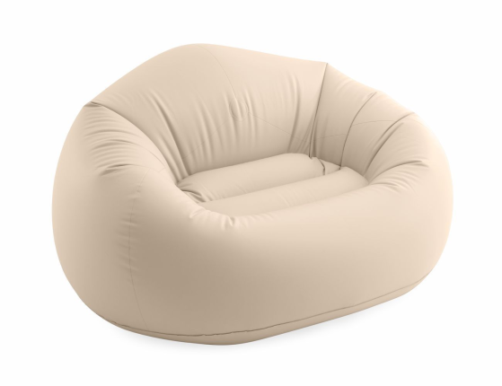 Надувное кресло-мешок Интекс Бинлесс Бэг (Intex Beanless Bag), кремовое, 137х127х74 см