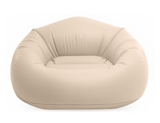 Надувное кресло-мешок Интекс Бинлесс Бэг (Intex Beanless Bag), кремовое, 137х127х74 см