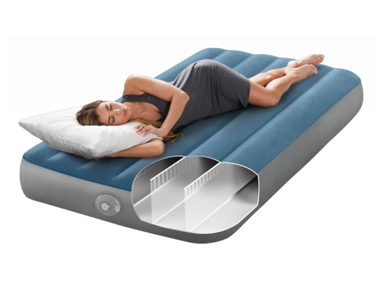 Односпальный надувной матрас Интекс Престиж Дауни (Intex Prestige Downy Twin), 99х191x25 см с аккумуляторным насосом