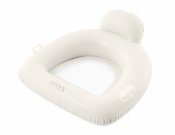 Надувное кресло для плавания со спинкой Интекс Пиллоу Флоат (Intex Pillow Float Lounge) с сетчатым дном, белое, 114х107 см