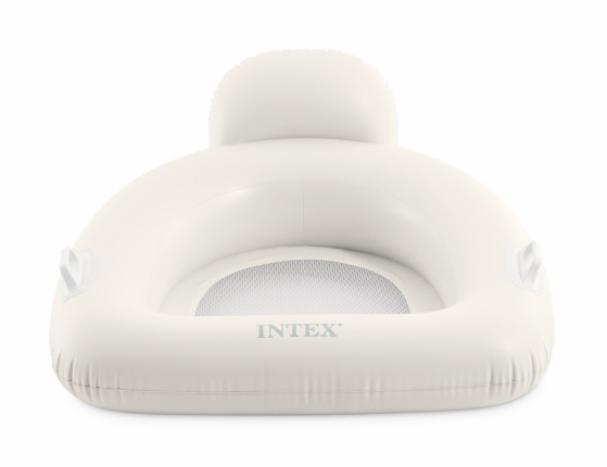 Надувное кресло для плавания со спинкой Интекс Пиллоу Флоат (Intex Pillow Float Lounge) с сетчатым дном, белое, 114х107 см
