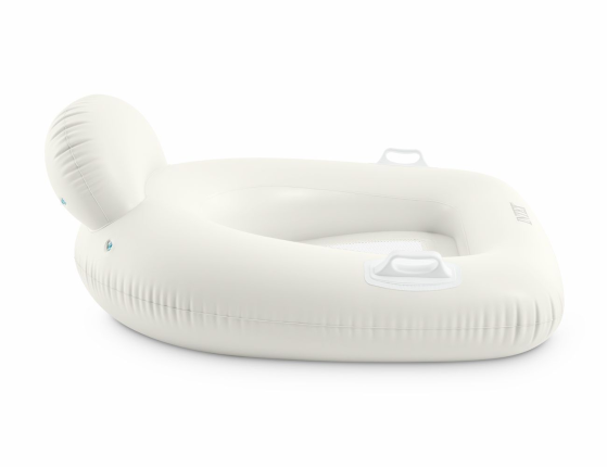 Надувное кресло для плавания со спинкой Интекс Пиллоу Флоат (Intex Pillow Float Lounge) с сетчатым дном, белое, 114х107 см